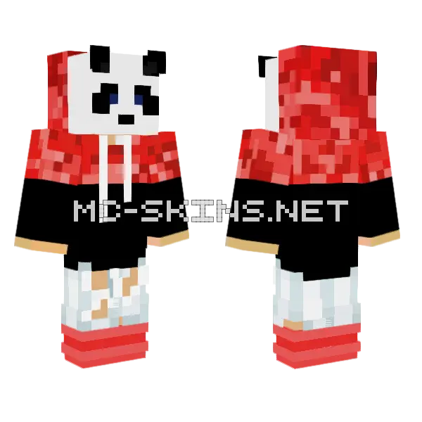 Panda Hoodie Minecraft skin, front and back