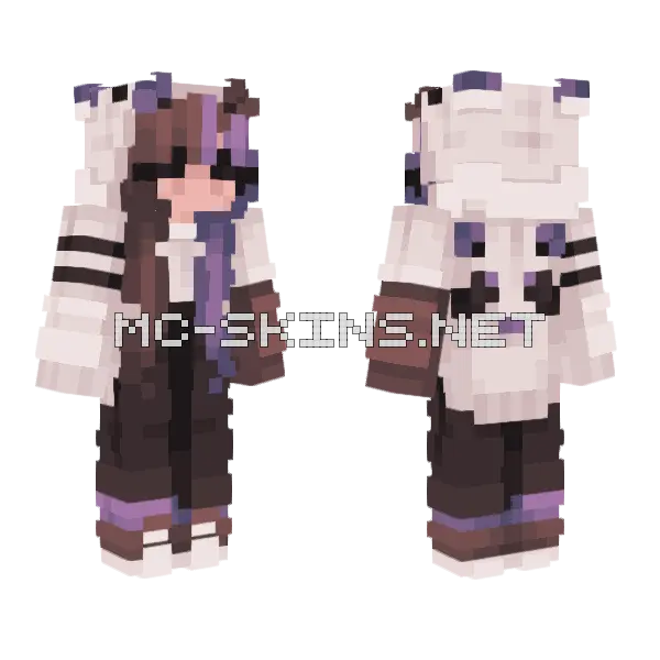 Panda Hoodie Girl Minecraft skin, front and back