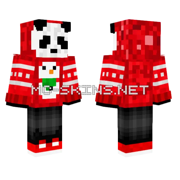 Panda Navidad Minecraft skin, front and back