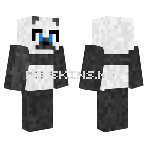 Panda Transfur Minecraft skin, front and back