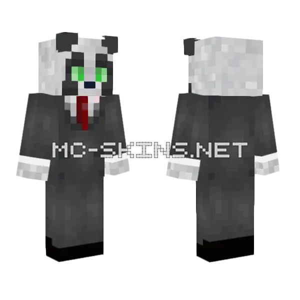 Pandaman Green Eyes Minecraft skin, front and back