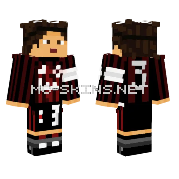 Paolo Maldini ACM Home Minecraft skin, front and back