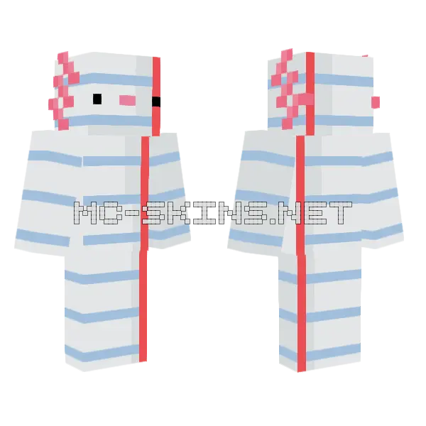 Paper Axolotl Minecraft skin, front and back