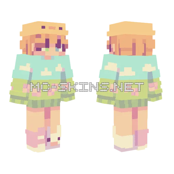 Paper Mache World RCE Minecraft skin, front and back
