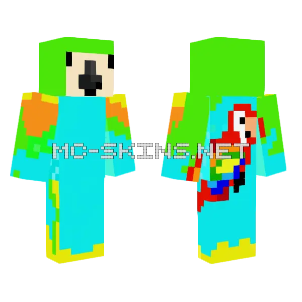 Parrot X2 Minecraft skin, front and back