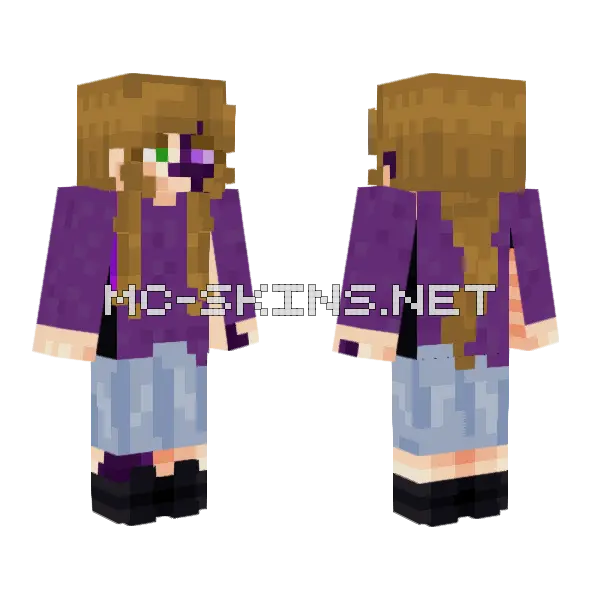 Partial Enderman Girl Minecraft skin, front and back