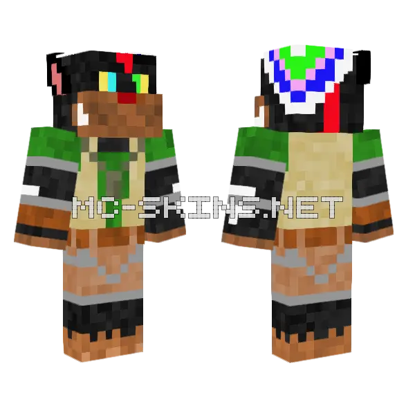 Party Badger Minecraft skin, front and back