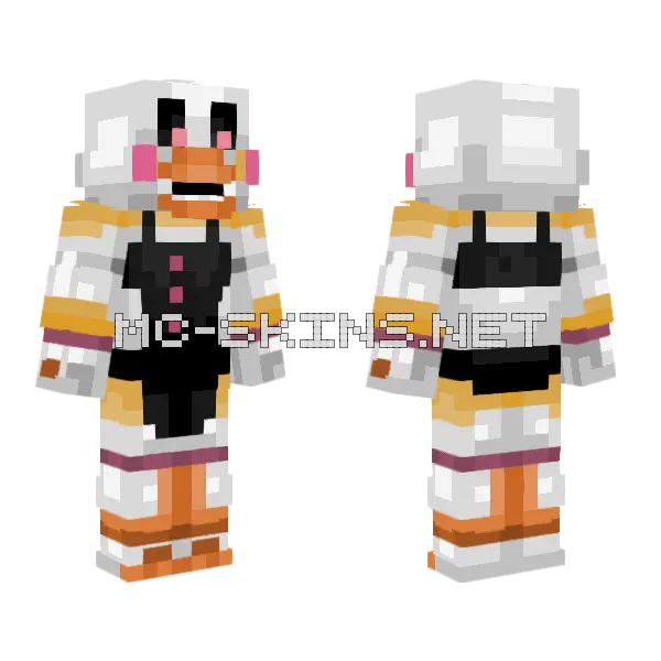 Partytime Chica Minecraft skin, front and back