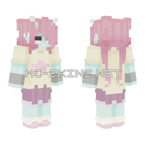 Pastel Alien Girl Minecraft skin, front and back