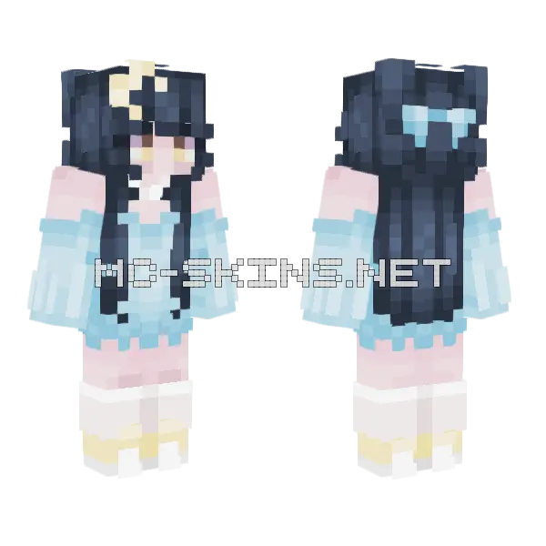 Pastel Blue Outfit Minecraft skin, front and back