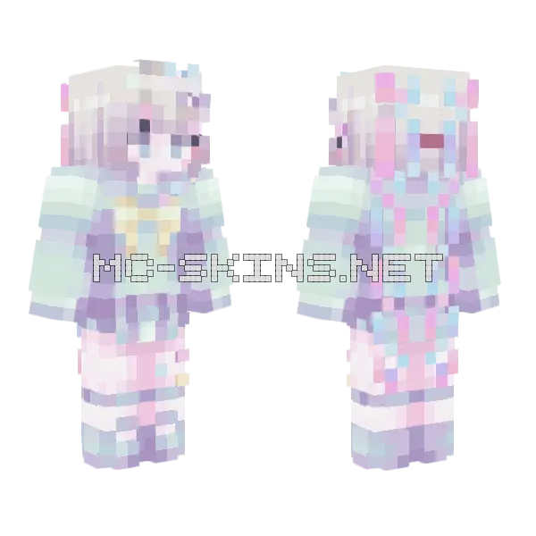Pastel Bunny Girl Minecraft skin, front and back