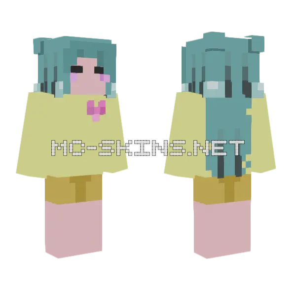 Pastel Cat Girl Minecraft skin, front and back