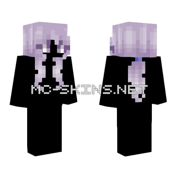 Pastel Flower Purple Ponytail Minecraft skin, front and back