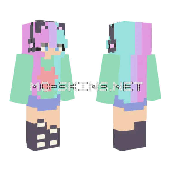 Pastel Gamer Girl Minecraft skin, front and back
