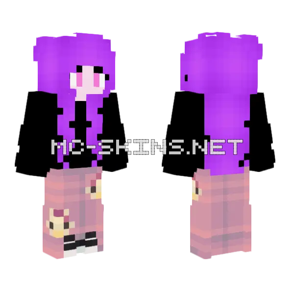 Pastel Girl Black Sweater Hello Kitty Pants Minecraft skin, front and back