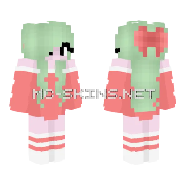Pastel Girl Christmas Theme Minecraft skin, front and back