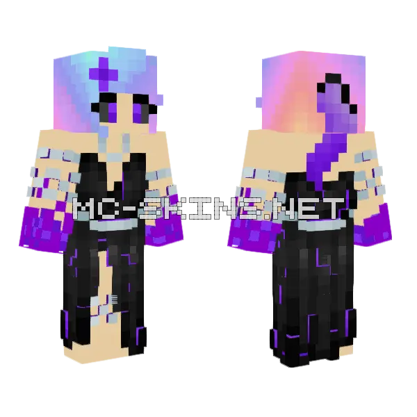Pastel Goddess Corrupted Minecraft skin, front and back