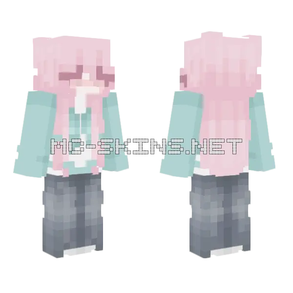 Pastel Goth Girl Minecraft skin, front and back