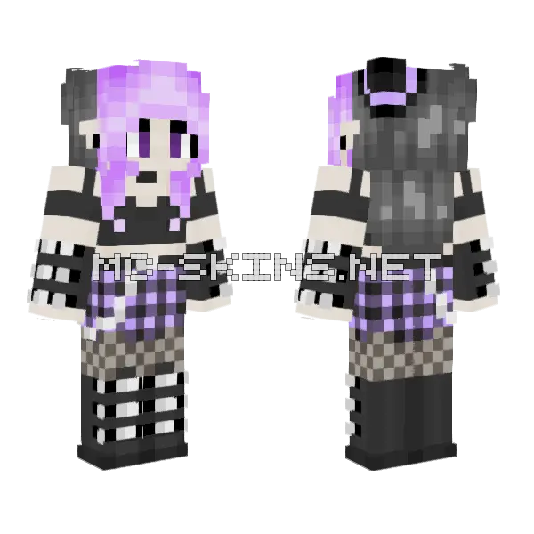 Pastel Goth Witch Minecraft skin, front and back