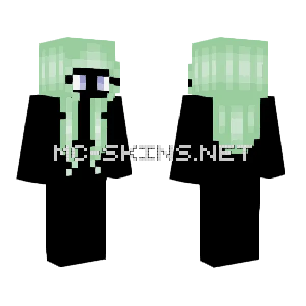 Pastel Green Hairbase Minecraft skin, front and back