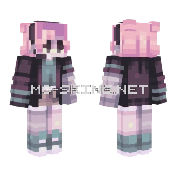 Pastel Hair Girl Minecraft skin, front and back