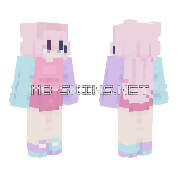 Pastel Kawaii Girl Minecraft skin, front and back