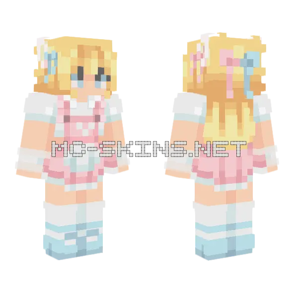 Pastel Kawaii Girl Minecraft skin, front and back