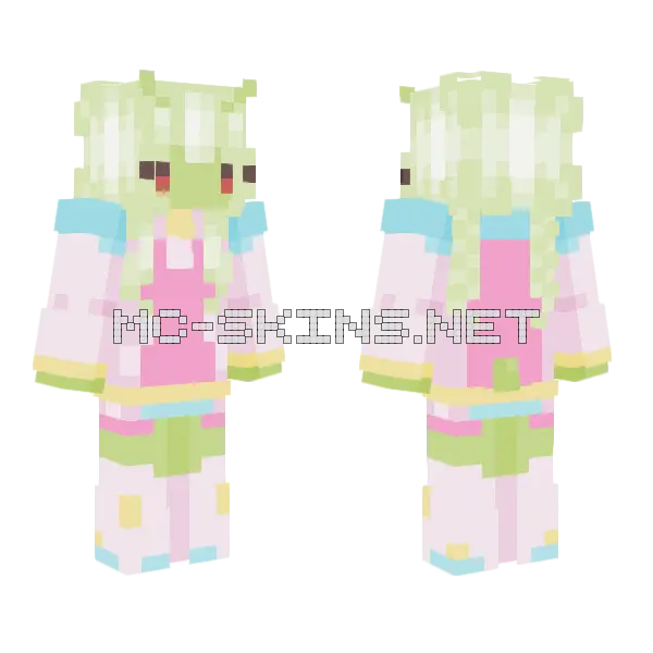 Pastel Kawaii Outfit Minecraft skin, front and back