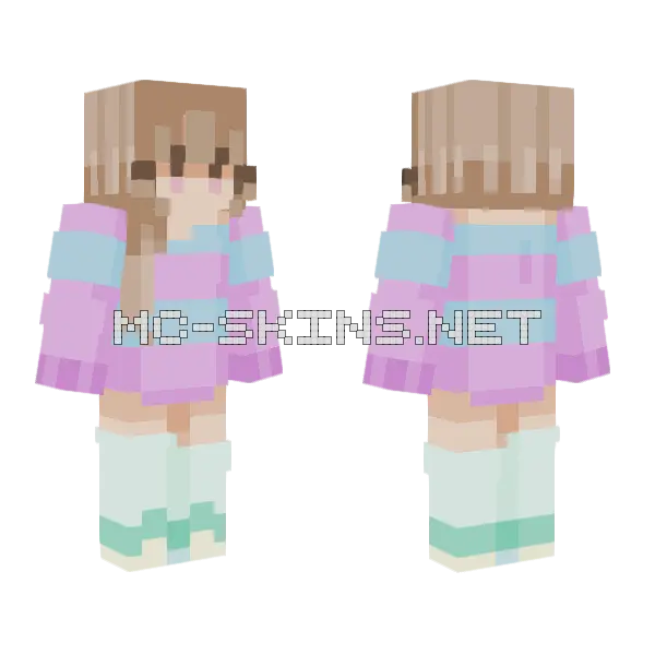 Pastel Life Girl Minecraft skin, front and back