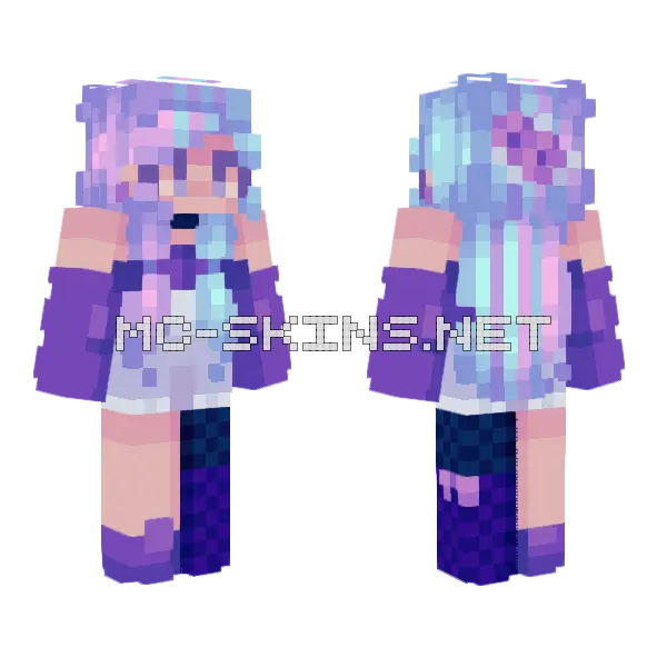 Pastel Magical Girl Minecraft skin, front and back