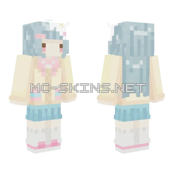 Pastel Maid Outfit Minecraft skin, front and back