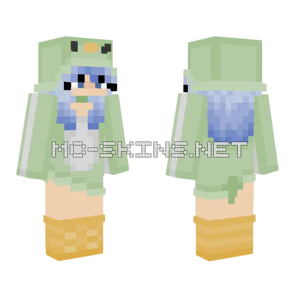 Pastel Penguin Girl Minecraft skin, front and back