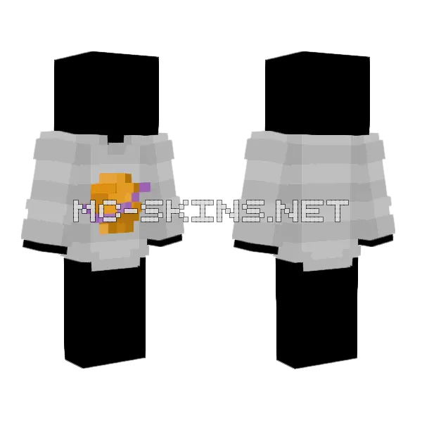 Pastel Planet Sweater Gray Orange Minecraft skin, front and back