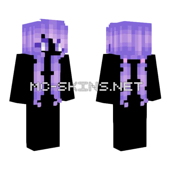 Pastel Purple Fade Pigtails Minecraft skin, front and back