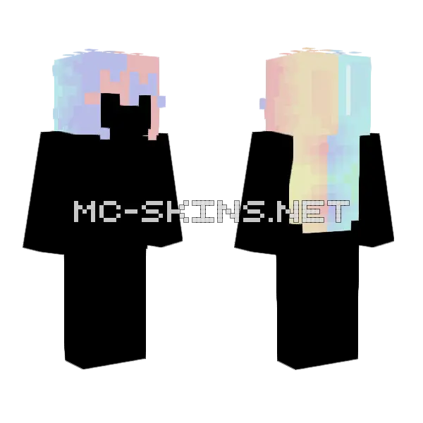Pastel Rainbow HB Minecraft skin, front and back
