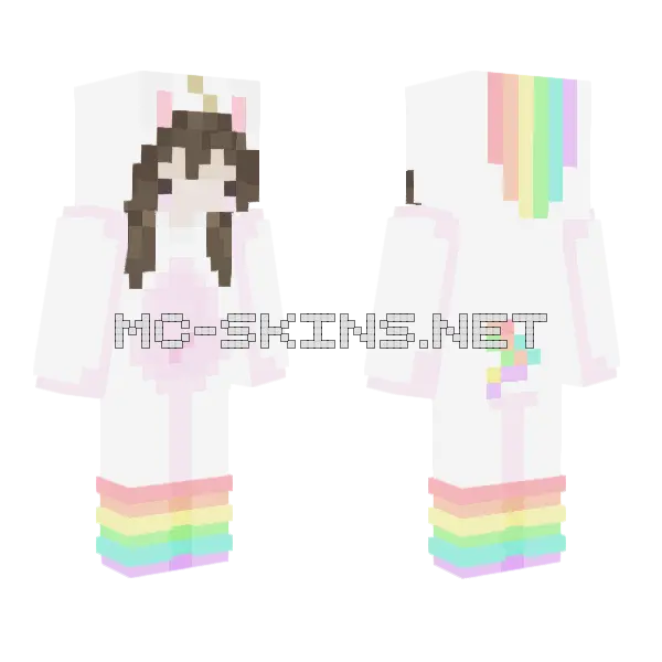 Pastel Rainbow Unicorn Girl, front and back