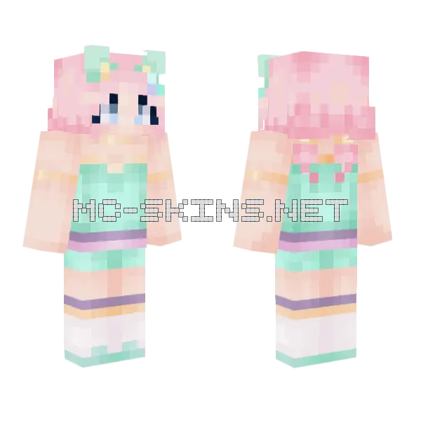 Pastel Serenity Girl Minecraft skin, front and back