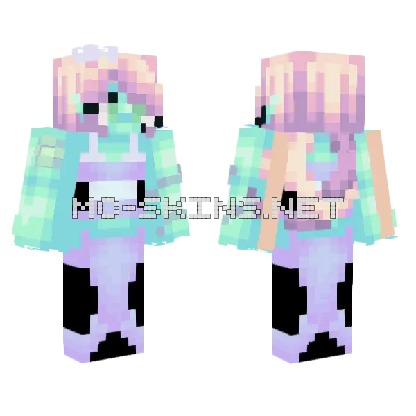 Pastel Siren Minecraft skin, front and back