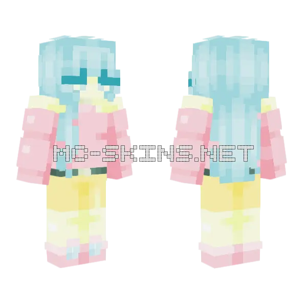 Pastel Winter Girl Minecraft skin, front and back