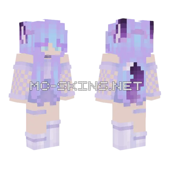 Pastel Wolf Girl Minecraft skin, front and back