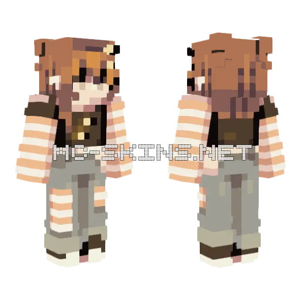 Patchwork Cat Girl Minecraft skin, front and back