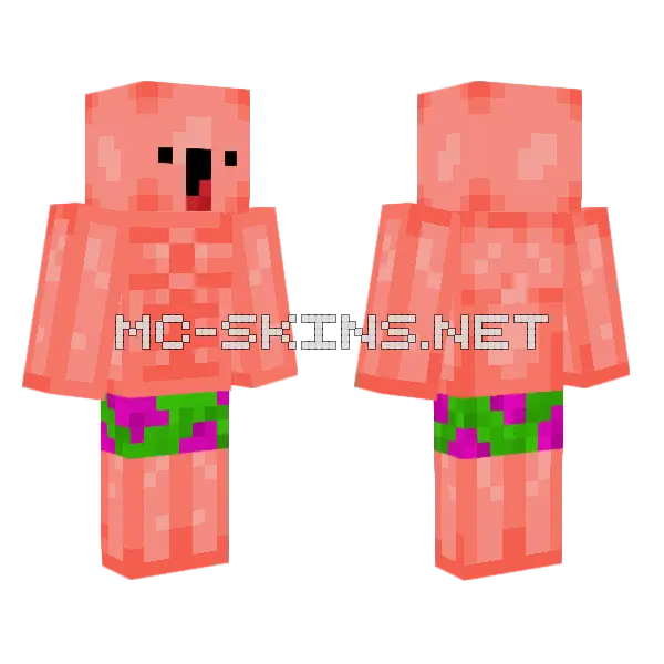 Patrick Star Swimsuit Minecraft skin, front and back