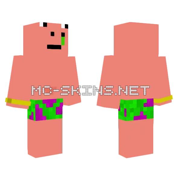 Patrick The Star Minecraft skin, front and back