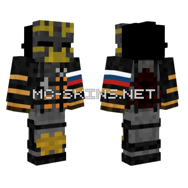 Payday 2 Russian Mercenary Minecraft skin, front and back