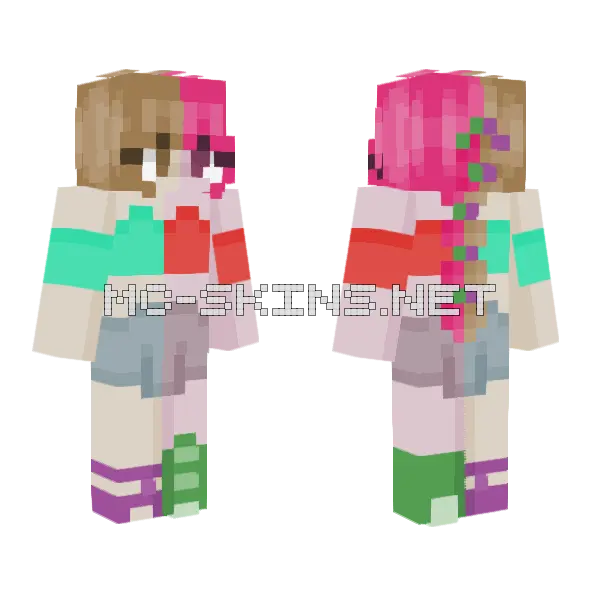 Peanut Butter Jelly Swirl Girl Minecraft skin, front and back