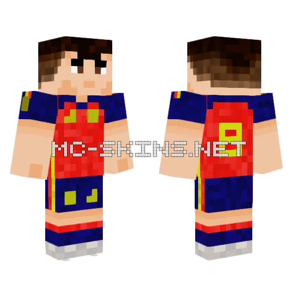 Pedri Mundial 2026 Minecraft skin, front and back