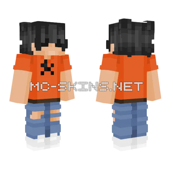 Percy Jackson Blue Overalls Minecraft skin, front and back