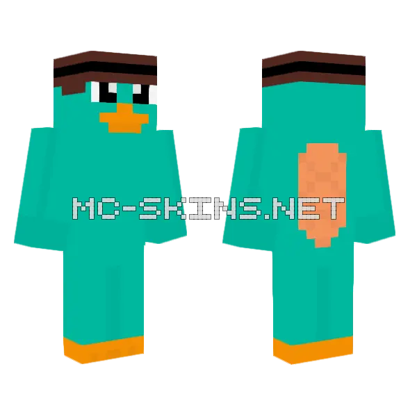 Perry The Platypus Minecraft skin, front and back