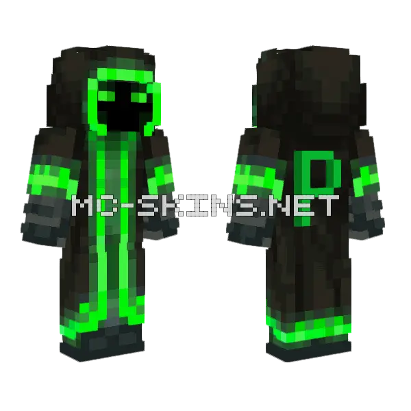 Phantomknpx Green Glow Minecraft skin, front and back