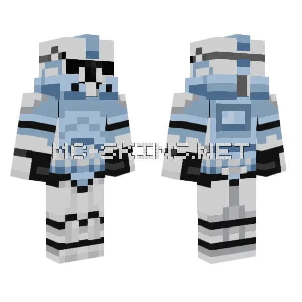Phase 2 Clone Trooper Light Blue Minecraft skin, front and back